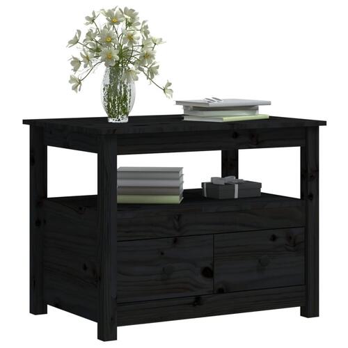 Sofabord 71x49x55 cm massivt fyrretræ sort