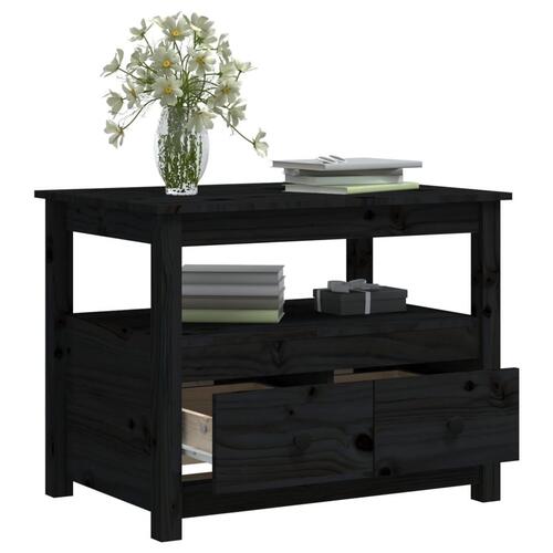 Sofabord 71x49x55 cm massivt fyrretræ sort