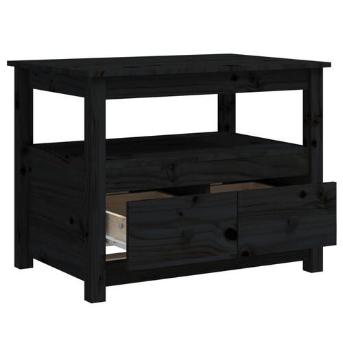 Sofabord 71x49x55 cm massivt fyrretræ sort
