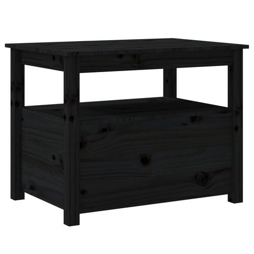 Sofabord 71x49x55 cm massivt fyrretræ sort