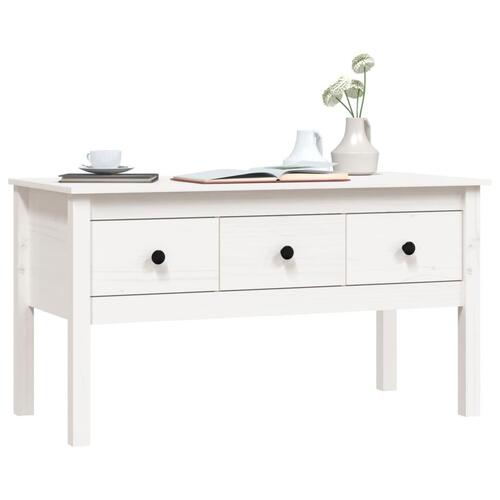 Sofabord 102x49x55 cm massivt fyrretræ hvid
