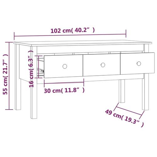 Sofabord 102x49x55 cm massivt fyrretræ grå