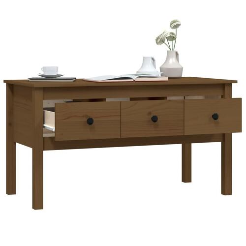 Sofabord 102x49x55 cm massivt fyrretræ gyldenbrun