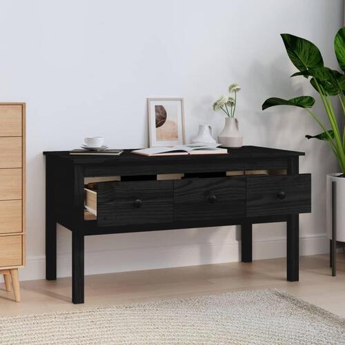 Sofabord 102x49x55 cm massivt fyrretræ sort
