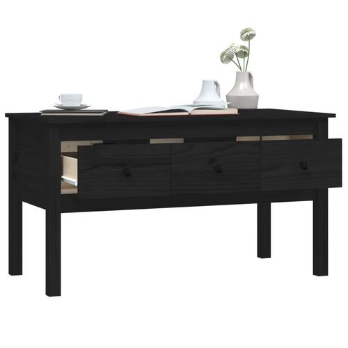 Sofabord 102x49x55 cm massivt fyrretræ sort
