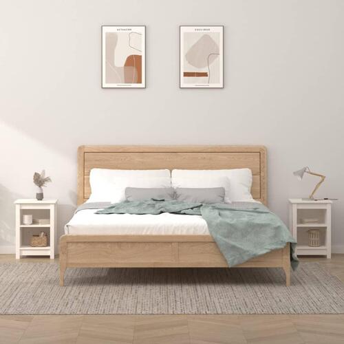 Sengeborde 2 stk. 40x35x55 cm massivt fyrretræ hvid