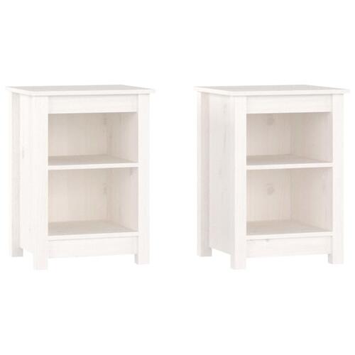 Sengeborde 2 stk. 40x35x55 cm massivt fyrretræ hvid