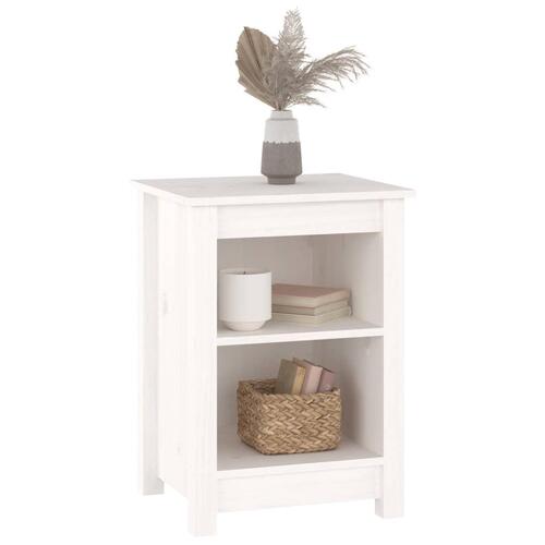 Sengeborde 2 stk. 40x35x55 cm massivt fyrretræ hvid
