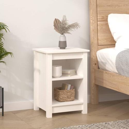 Sengeborde 2 stk. 40x35x55 cm massivt fyrretræ hvid