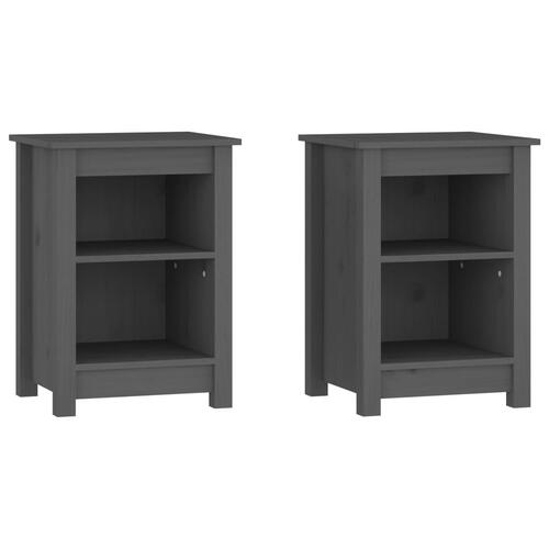 Sengeborde 2 stk. 40x35x55 cm massivt fyrretræ grå