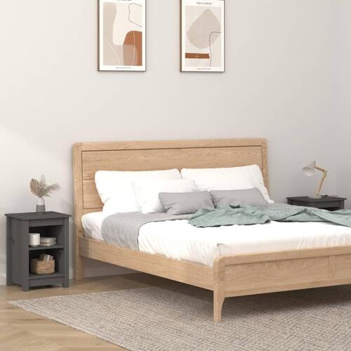 Sengeborde 2 stk. 40x35x55 cm massivt fyrretræ grå
