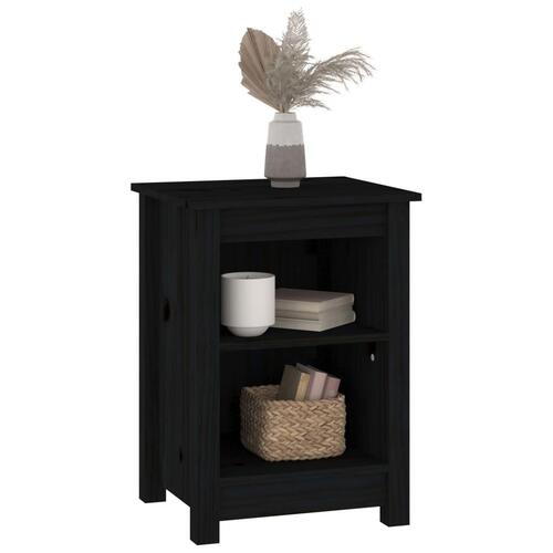 Sengeborde 2 stk. 40x35x55 cm massivt fyrretræ sort