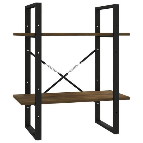 Bogreol m. 2 hylder 60x30x70 cm konstrueret træ brun egetræ