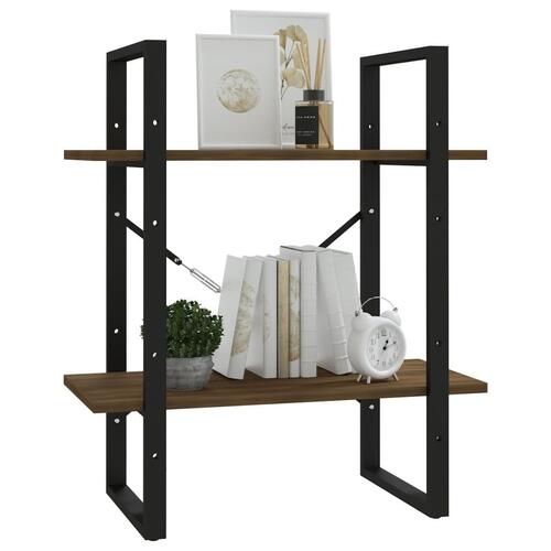 Bogreol m. 2 hylder 60x30x70 cm konstrueret træ brun egetræ