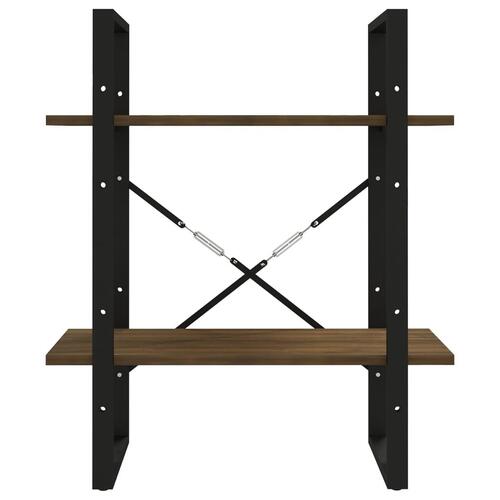 Bogreol m. 2 hylder 60x30x70 cm konstrueret træ brun egetræ