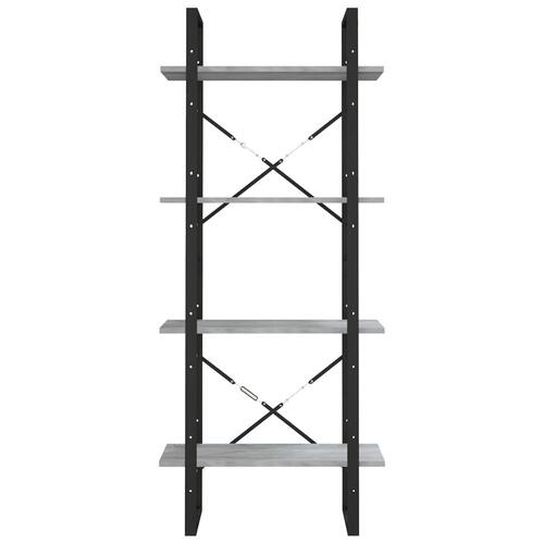 Bogreol m. 4 hylder 60x30x140 cm konstrueret træ grå sonoma