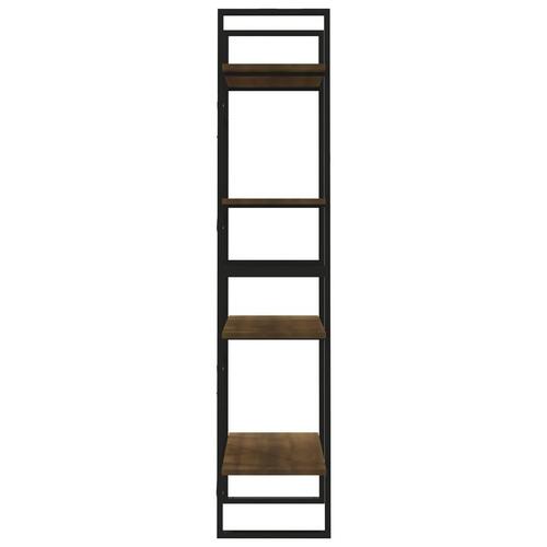 Bogreol m. 4 hylder 60x30x140 cm konstrueret træ brun egetræ