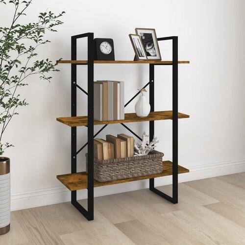 Bogreol 80x30x105 cm konstrueret træ røget egetræ