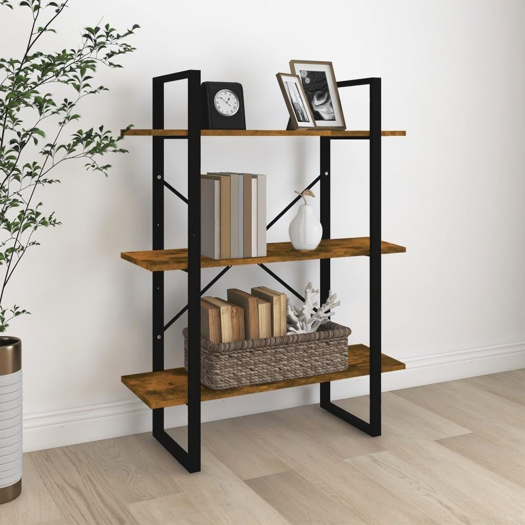 Bogreol 80x30x105 cm konstrueret træ røget egetræ
