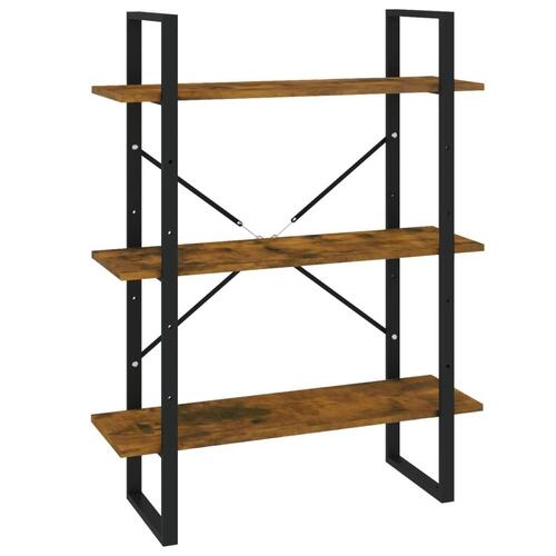 Bogreol 80x30x105 cm konstrueret træ røget egetræ