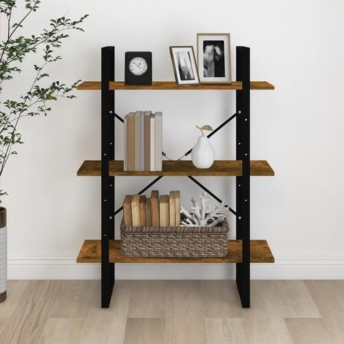 Bogreol 80x30x105 cm konstrueret træ røget egetræ