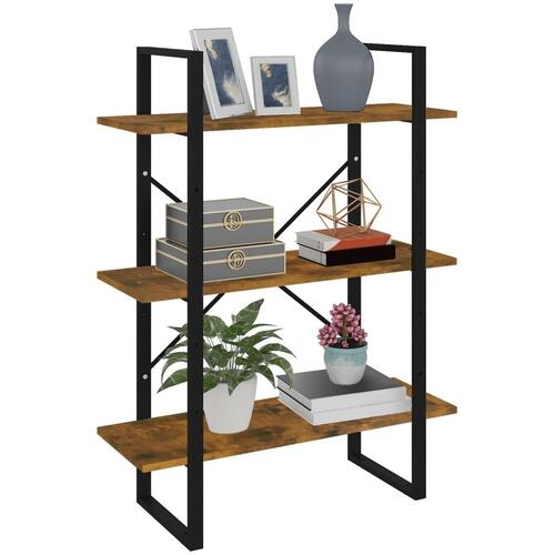 Bogreol 80x30x105 cm konstrueret træ røget egetræ