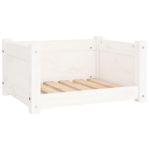 Hundeseng 55,5x45,5x28 cm massivt fyrretræ hvid