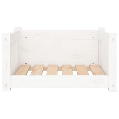 Hundeseng 55,5x45,5x28 cm massivt fyrretræ hvid