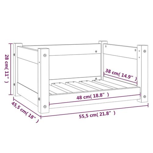 Hundeseng 55,5x45,5x28 cm massivt fyrretræ hvid