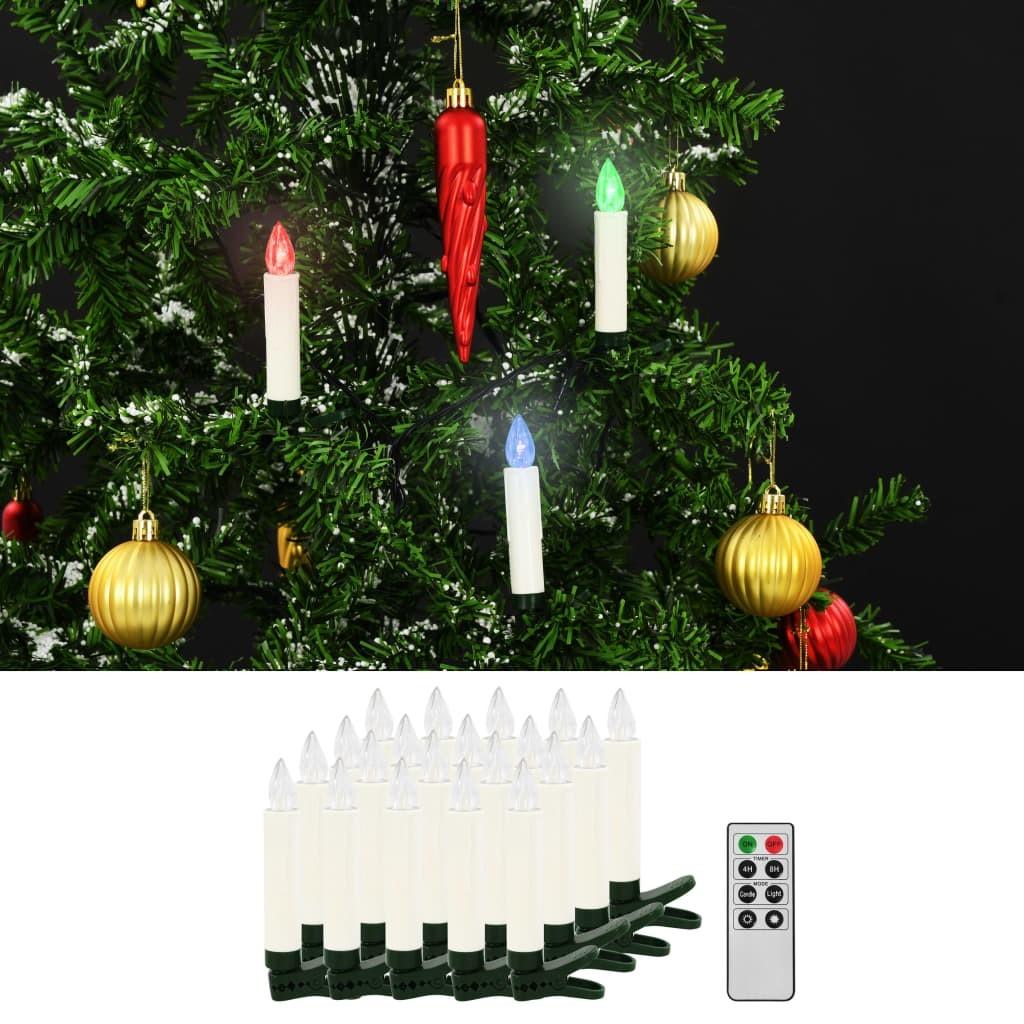 Trådløse LED-julelys med fjernbetjening 20 stk. RGB