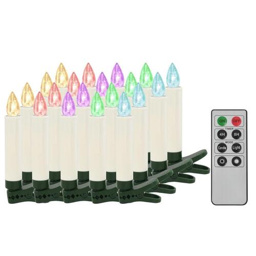 Trådløse LED-julelys med fjernbetjening 20 stk. RGB