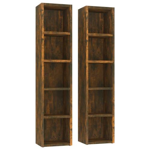 Cd-reoler 2 stk. 21x16x93,5 cm konstrueret træ røget egetræ