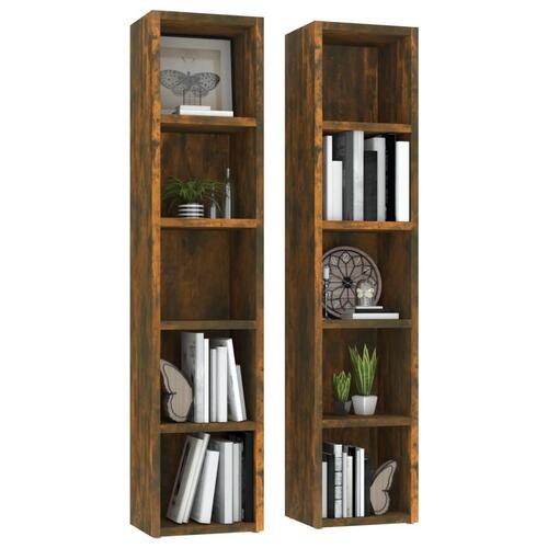 Cd-reoler 2 stk. 21x16x93,5 cm konstrueret træ røget egetræ