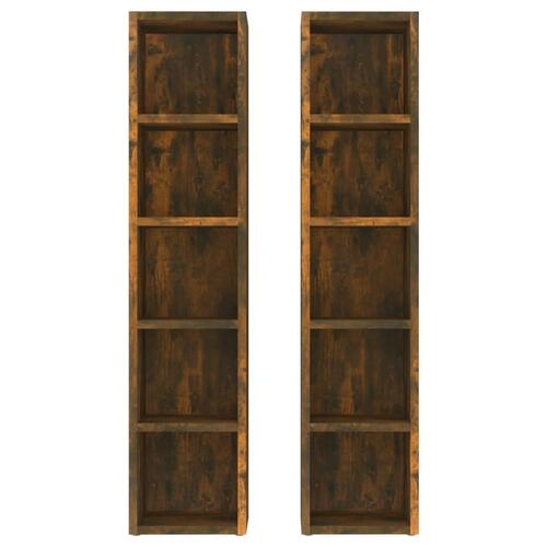 Cd-reoler 2 stk. 21x16x93,5 cm konstrueret træ røget egetræ