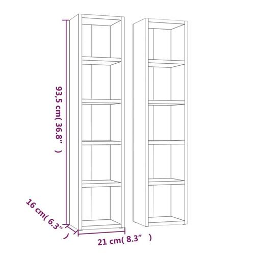 Cd-reoler 2 stk. 21x16x93,5 cm konstrueret træ røget egetræ