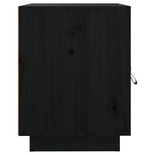 Sengebord 40x34x45 cm massivt fyrretræ sort