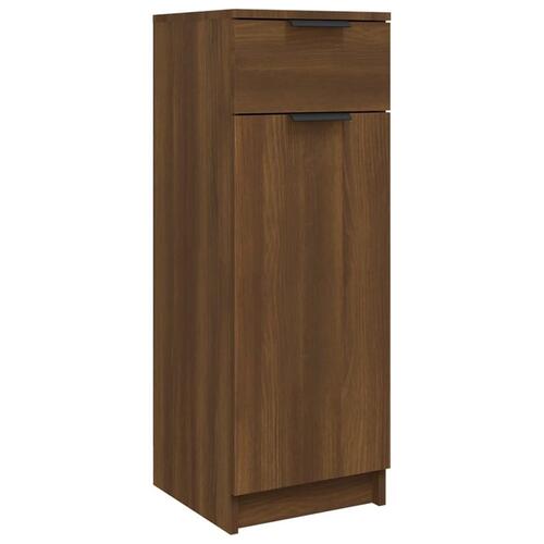 Badeværelsesskab 32x34x90 cm konstrueret træ brun egetræ