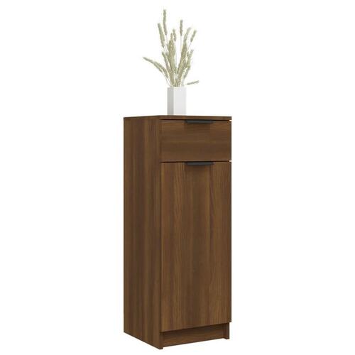 Badeværelsesskab 32x34x90 cm konstrueret træ brun egetræ