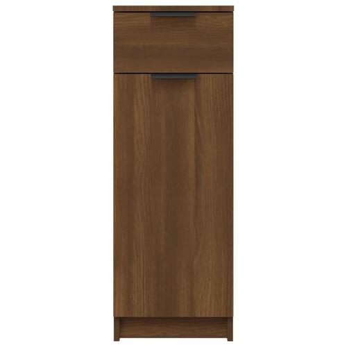 Badeværelsesskab 32x34x90 cm konstrueret træ brun egetræ