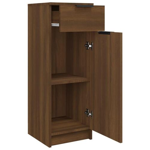 Badeværelsesskab 32x34x90 cm konstrueret træ brun egetræ