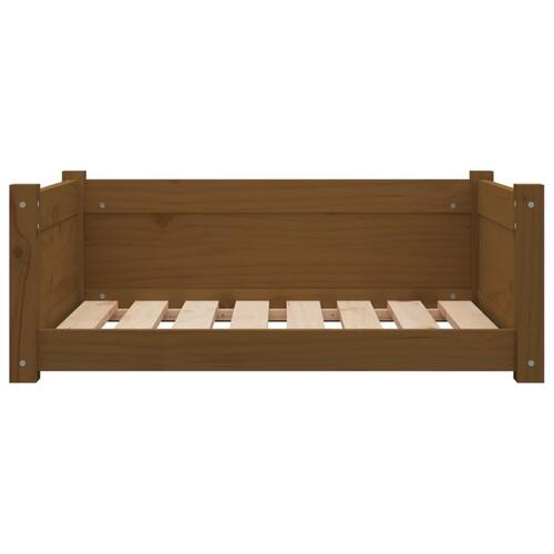 Hundeseng 75,5x55,5x28 cm massivt fyrretræ gyldenbrun