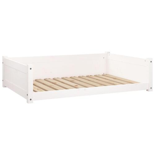 Hundeseng 105,5x75,5x28 cm massivt fyrretræ hvid
