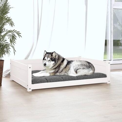 Hundeseng 105,5x75,5x28 cm massivt fyrretræ hvid