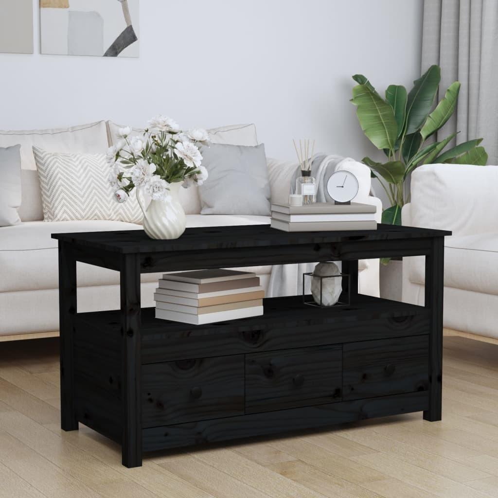 Sofabord 102x49x55 cm massivt fyrretræ sort