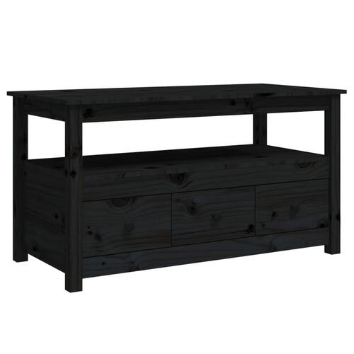 Sofabord 102x49x55 cm massivt fyrretræ sort