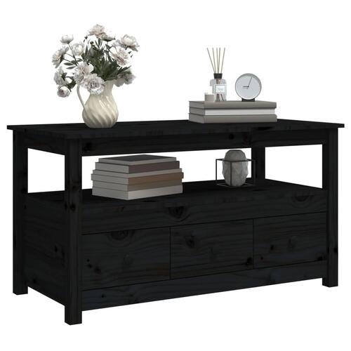 Sofabord 102x49x55 cm massivt fyrretræ sort