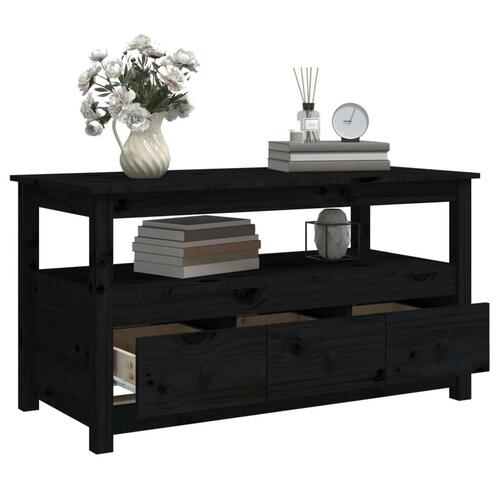 Sofabord 102x49x55 cm massivt fyrretræ sort