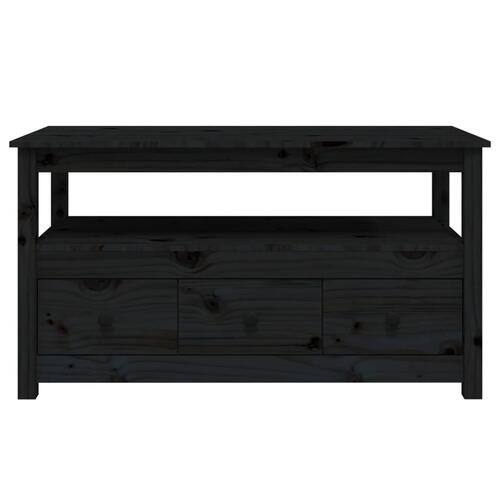 Sofabord 102x49x55 cm massivt fyrretræ sort