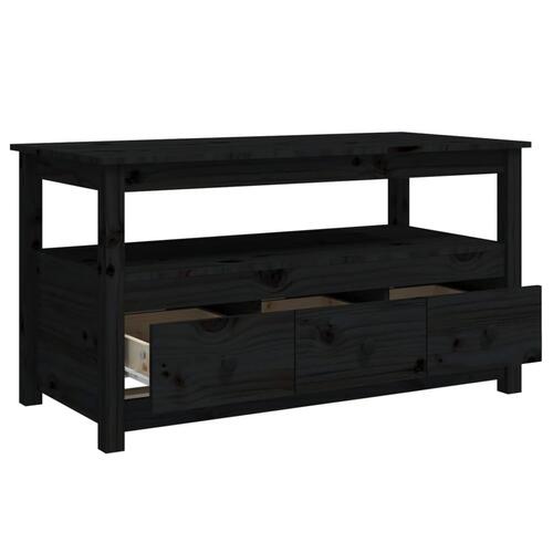 Sofabord 102x49x55 cm massivt fyrretræ sort