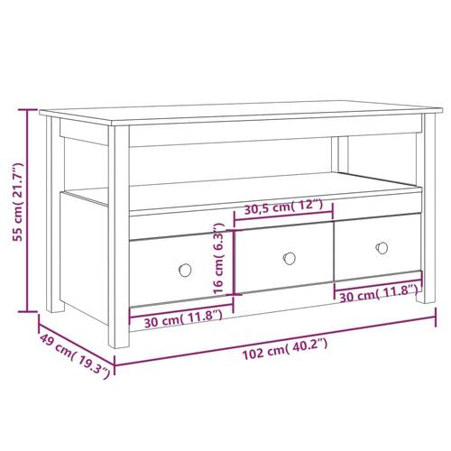Sofabord 102x49x55 cm massivt fyrretræ sort